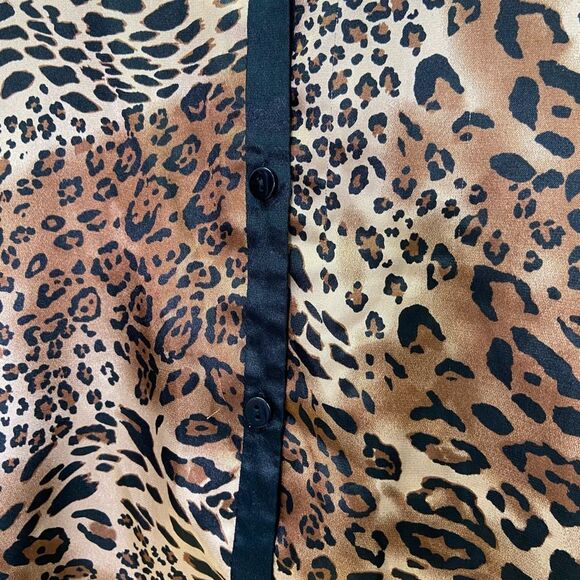Megan Taylor Animal Print Long Sleeve Pajama Top Blouse Shirt Size XL - Picture 4 of 8